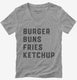 Burger Buns Fries Ketchup  Womens V-Neck Tee