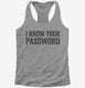 I Know Your Password  Womens Racerback Tank