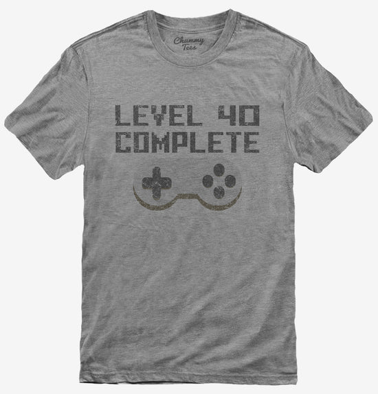 Level 40 Complete Funny Video Game Gamer 40th Birthday T-Shirt