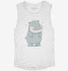 Adorable Smiling Hippo white Womens Muscle Tank