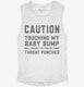 Caution Maternity Touching my Baby Bump white Womens Muscle Tank