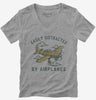 Easily Distracted By Airplanes Womens Vneck