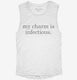 Epidemiologist My Charm Is Infectious white Womens Muscle Tank