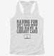 Having Fun Isn't Hard When You Have A Library Card white Womens Racerback Tank
