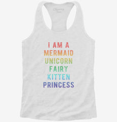 I Am A Mermaid Unicorn Kitten Fairy Princess Womens Racerback Tank