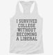 I Survived College Without Becoming A Liberal white Womens Racerback Tank