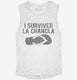 I Survived La Chancla Funny Mexican Humor white Womens Muscle Tank