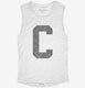 Letter C Initial Monogram white Womens Muscle Tank