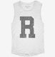Letter R Initial Monogram white Womens Muscle Tank