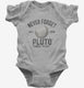 Never Forget Pluto Funny Outer Space Planets Joke grey Infant Bodysuit