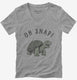 Oh Snap Funny Snapping Turtle Joke grey Womens V-Neck Tee