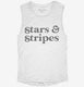 Patriotic 4th of July Cursive Stars and Stripes white Womens Muscle Tank