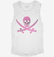 Pink Pirate Skull And Crossbones  Womens Muscle Tank