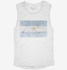 Retro Vintage Argentina Flag Womens Muscle Tank