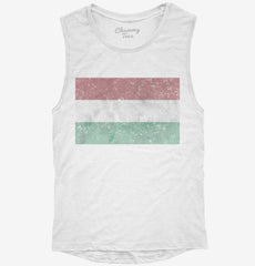 Retro Vintage Hungary Flag Womens Muscle Tank