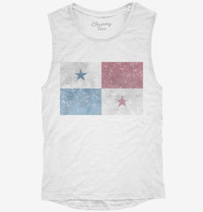 Retro Vintage Panama Flag Womens Muscle Tank