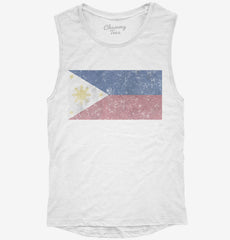 Retro Vintage Philippines Flag Womens Muscle Tank