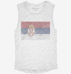 Retro Vintage Serbia Flag Womens Muscle Tank