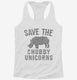 Save The Chubby Unicorns Rhino white Womens Racerback Tank