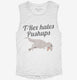 T-Rex Hates Pushups Funny Push Up white Womens Muscle Tank
