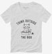 Think Outside The Box Funny Cat white Womens V-Neck Tee