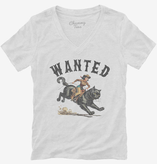 Wanted Cute Cowgirl Riding Cat T-Shirt