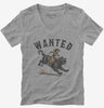 Wanted Cute Cowgirl Riding Cat Womens Vneck