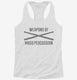 Weapons Of Mass Percussion Drum Sticks white Womens Racerback Tank