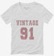 1991 Vintage Jersey white Womens V-Neck Tee
