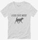 A Dog Says Woof white Womens V-Neck Tee