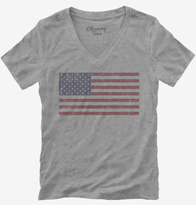 American Flag Womens V-Neck Shirt