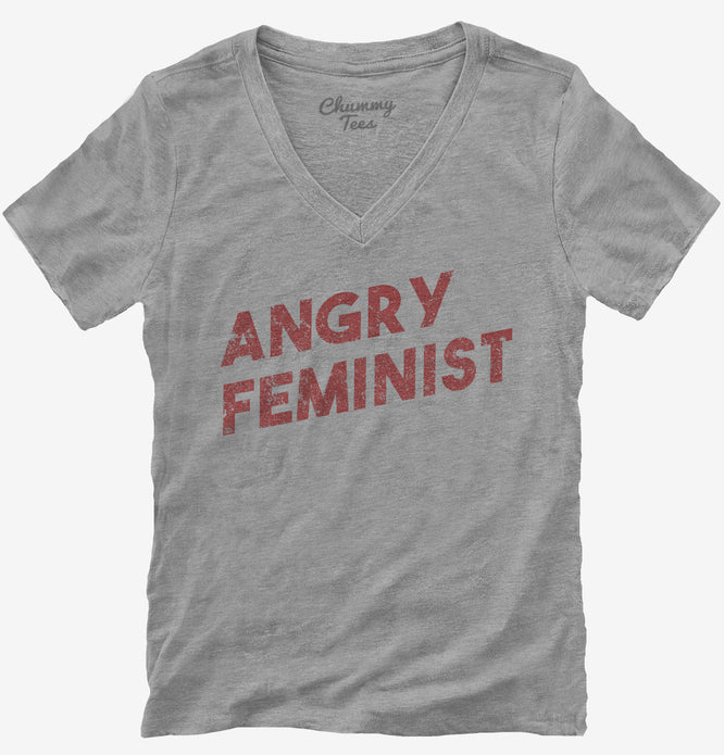 Angry Feminist Womens V-Neck Shirt