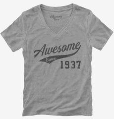 Awesome Since 1937 Birthday Womens V-Neck Shirt