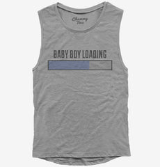 Baby Boy Loading Maternity Humor Womens Muscle Tank