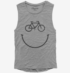 Bicycle Smiling Face Cycling Happy Face Womens Muscle Tank