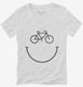 Bicycle Smiling Face Cycling Happy Face white Womens V-Neck Tee