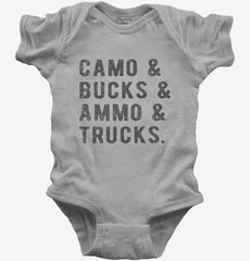 Camo Bucks Ammo Trucks Baby Bodysuit