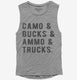 Camo Bucks Ammo Trucks grey Womens Muscle Tank