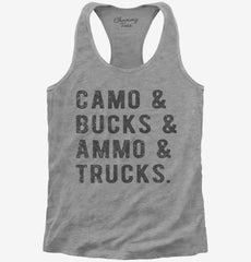 Camo Bucks Ammo Trucks Womens Racerback Tank