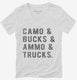 Camo Bucks Ammo Trucks white Womens V-Neck Tee