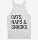 Cats Naps and Snacks white Tank