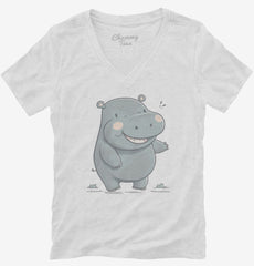 Cute Baby Hippo Womens V-Neck Shirt