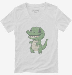 Cute Crocodile Womens V-Neck Shirt