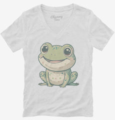 Cute Kawaii Frog Womens V-Neck Shirt
