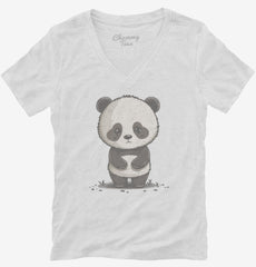 Cute Kawaii Panda Womens V-Neck Shirt