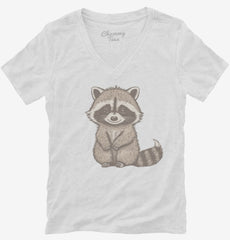 Cute Raccoon Womens V-Neck Shirt