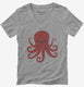 Cute Red Octopus grey Womens V-Neck Tee
