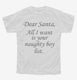 Dear Santa All I Want Is Your Naughty Boy List white Youth Tee