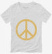 Distressed Peace Sign white Womens V-Neck Tee