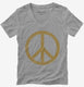 Distressed Peace Sign grey Womens V-Neck Tee